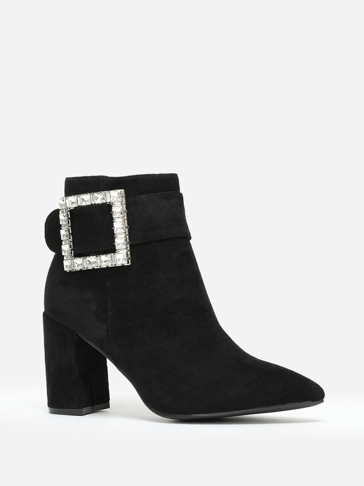 Bottines avec boucle ornée de strass- Noir