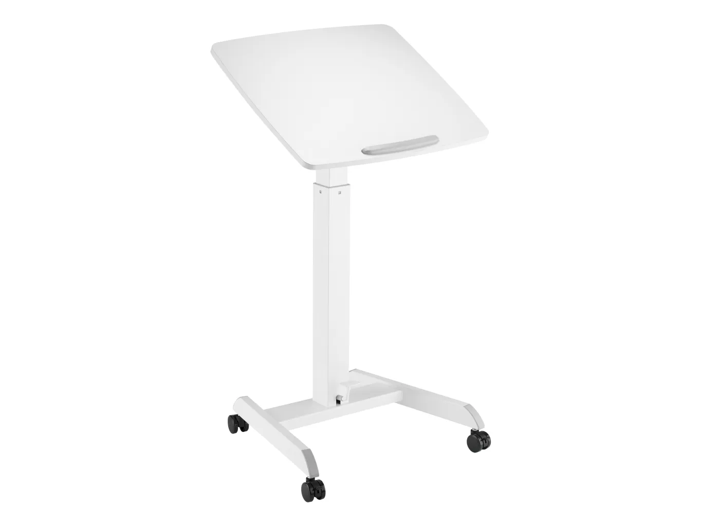 DELTACO Office - Sidde/stå-skrivebord - mobil - rektangulær - plastik, spånplade, melamin, stål, aluminium - hvid - hvid base - hvid