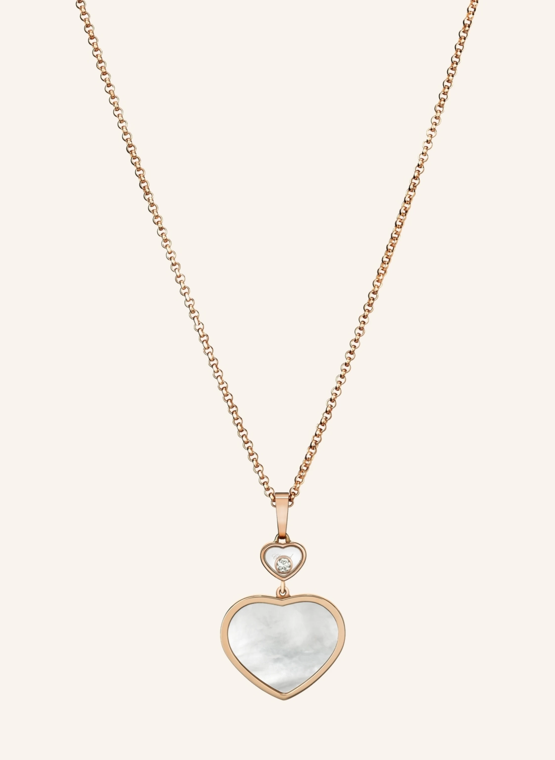 Chopard Anhänger HAPPY HEARTS Anhänger aus 18 Karat Roségold, Diamanten und Perlmutt