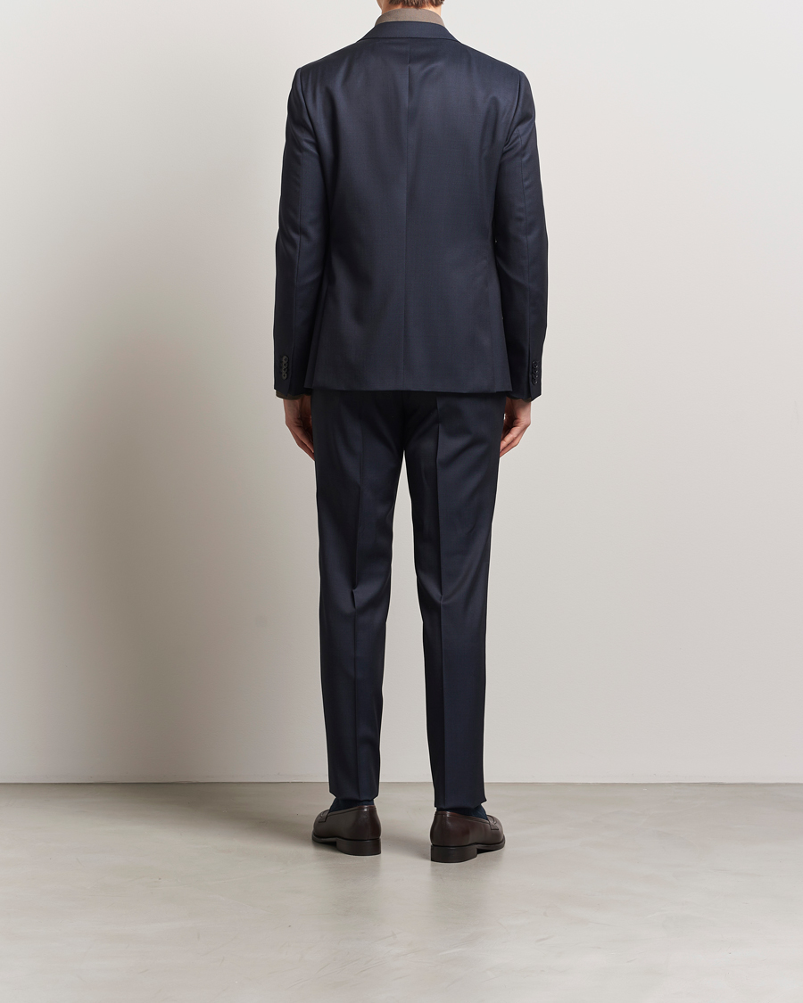 Zegna Tailored Wool Suit Navy