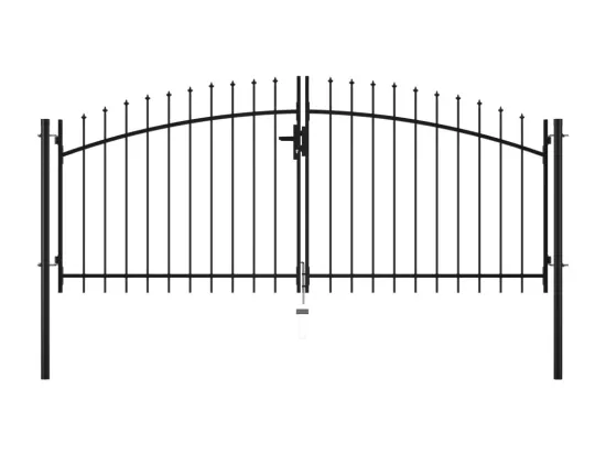 Double portail avec haut sous forme de lance 300 x 150 cm