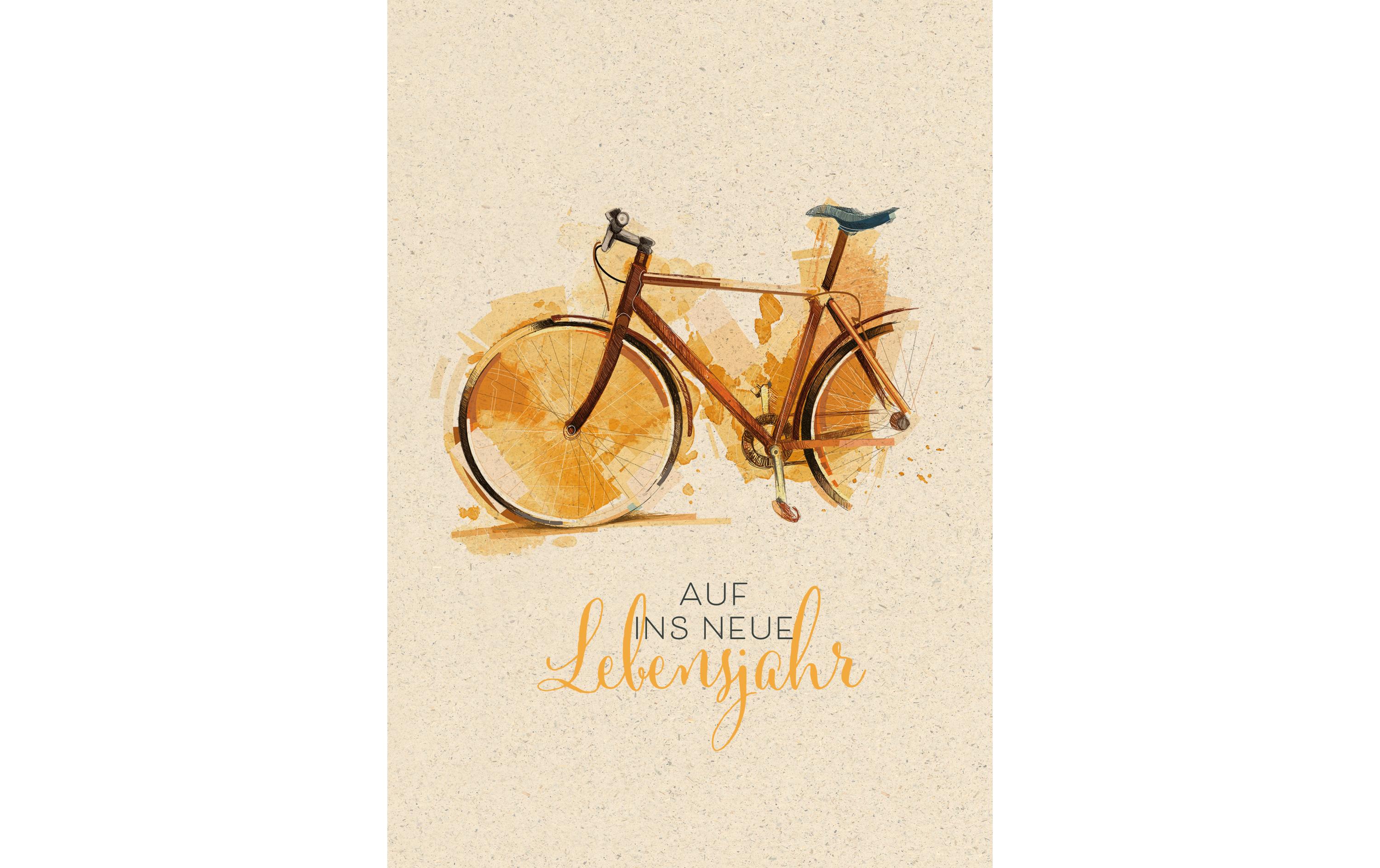 Geburtstagskarte Velo 17.5 x 12.2 cmGraspapierkarte
