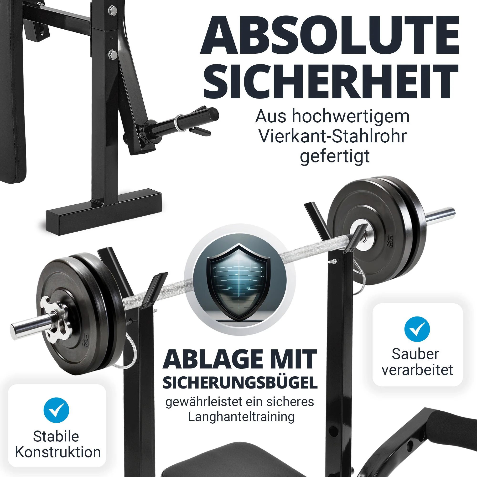 ArtSport Multifunktion Hantelbank ProfiGym 1000 mit Langhantelablage, Beincurler & Butterfly