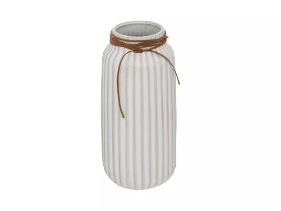 Vase en Céramique striée Blanc D 12,8 x H 28 cm