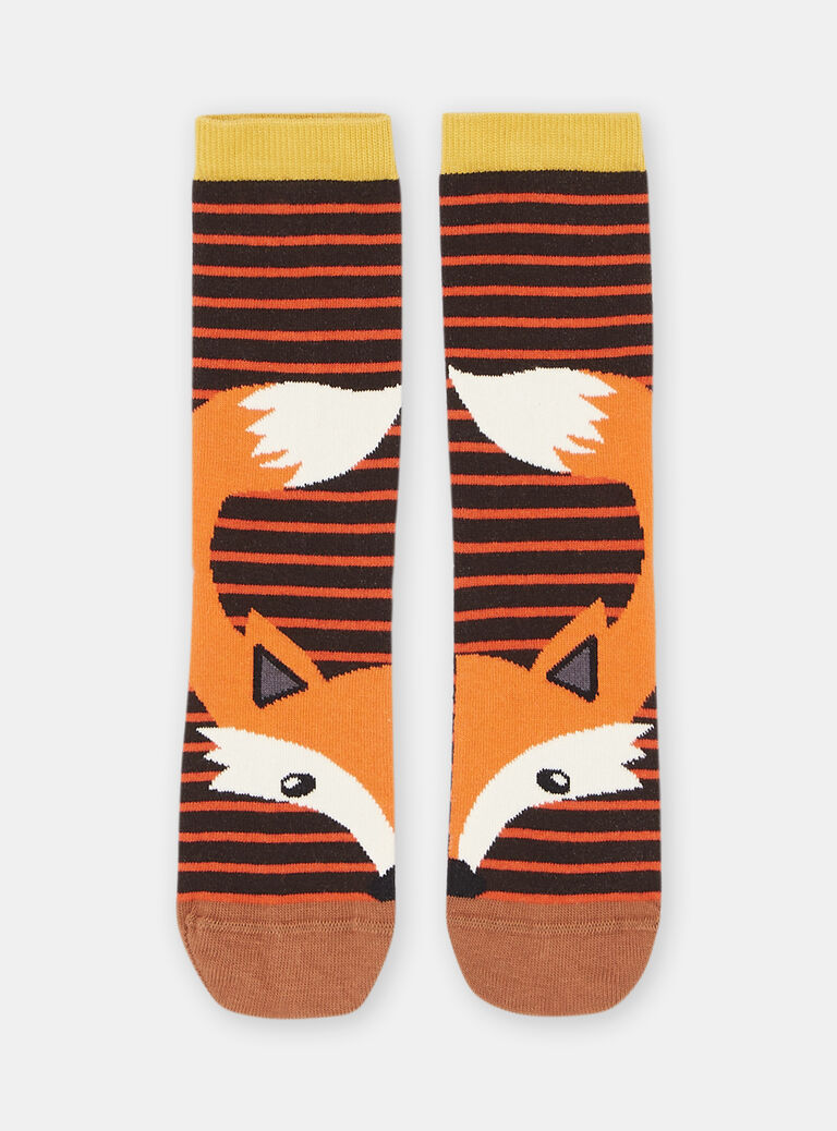 Chaussettes orange à motif renard garçon