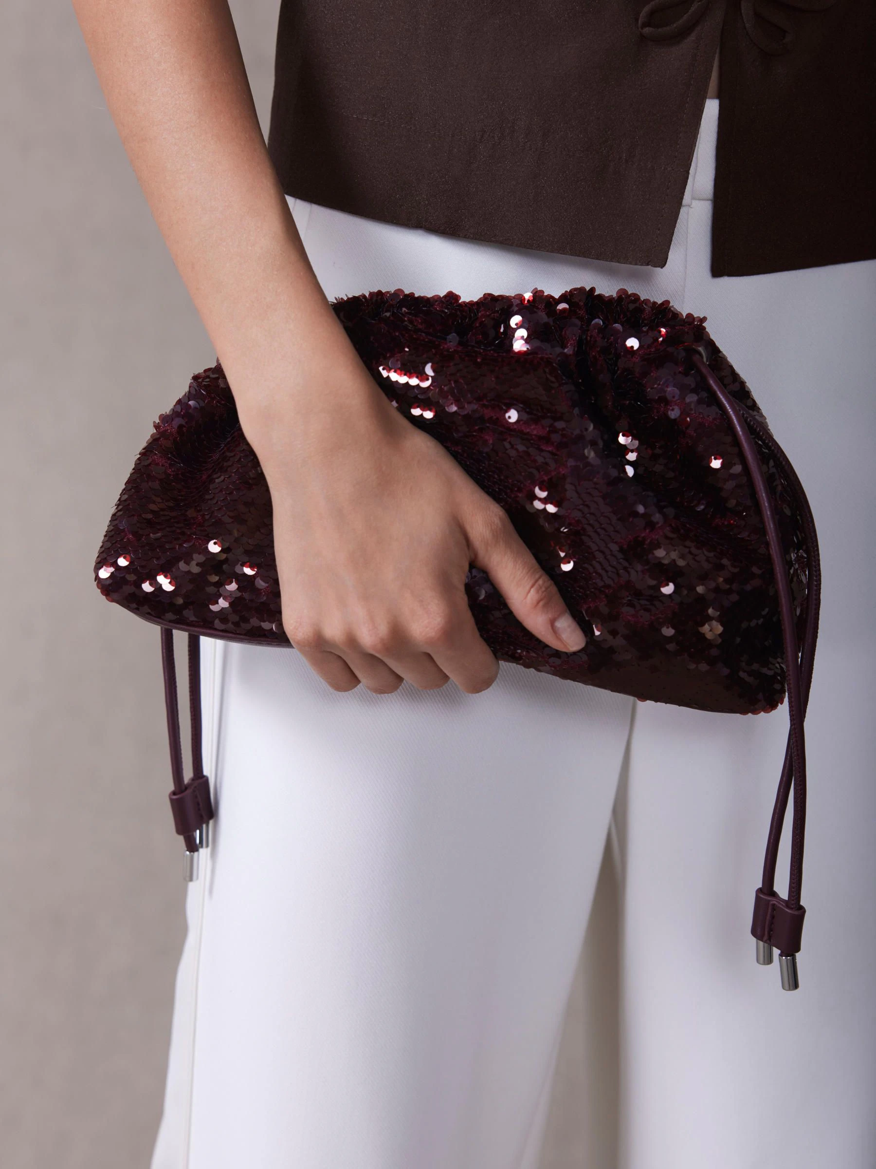 Mint Velvet Raya Sequin Drawstring Bag