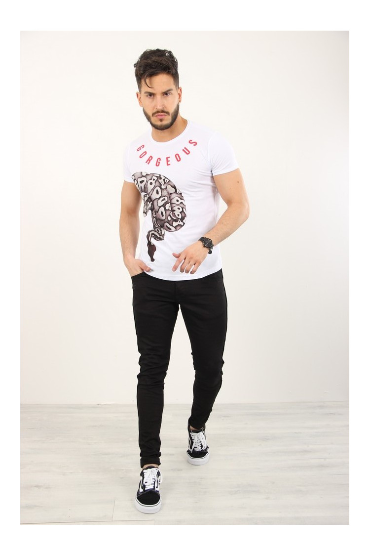 T-shirt gorgeous serpent blanc