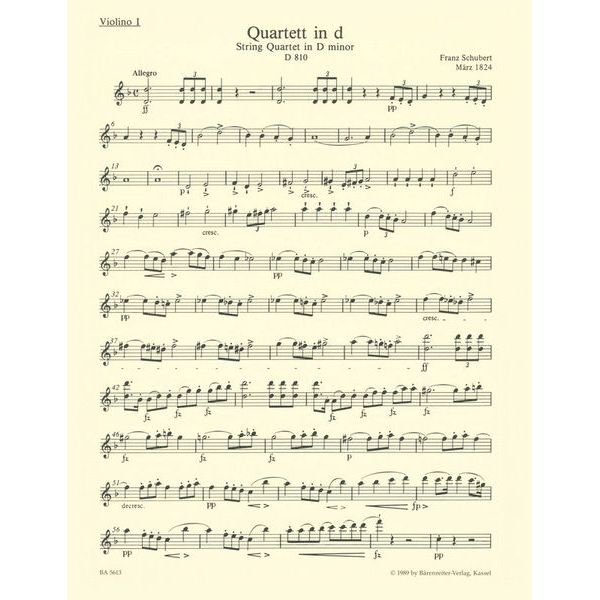 Bärenreiter Schubert Tod und das Mädchen