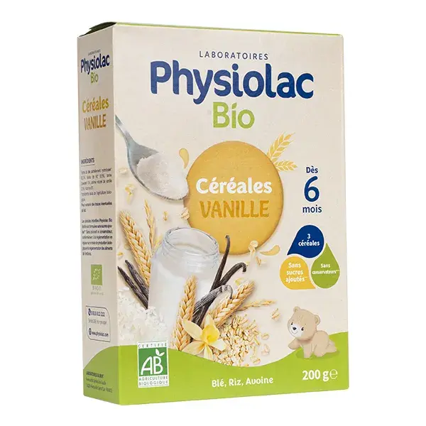 Cereal de baunilha orgânico Physiolac +6 meses 200g