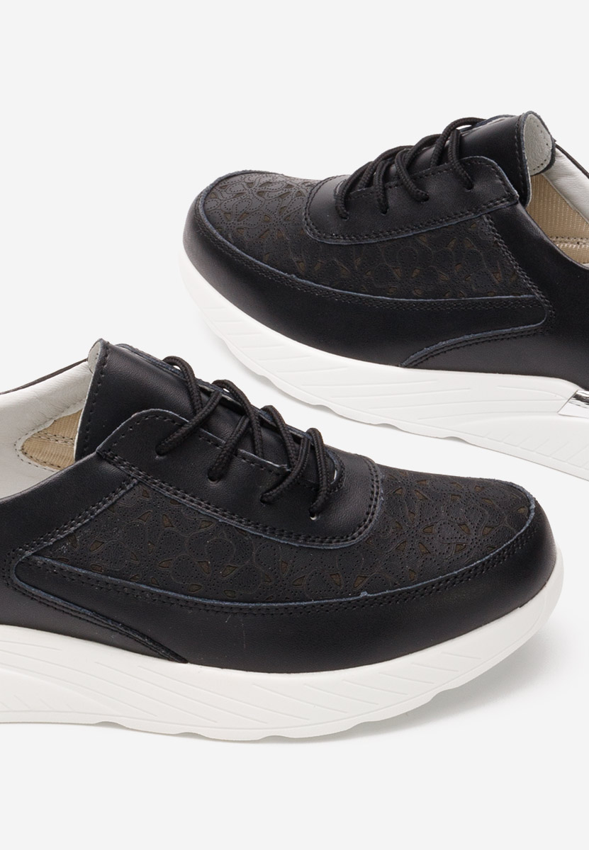 Baskets pour femme en cuir noirs Calyse