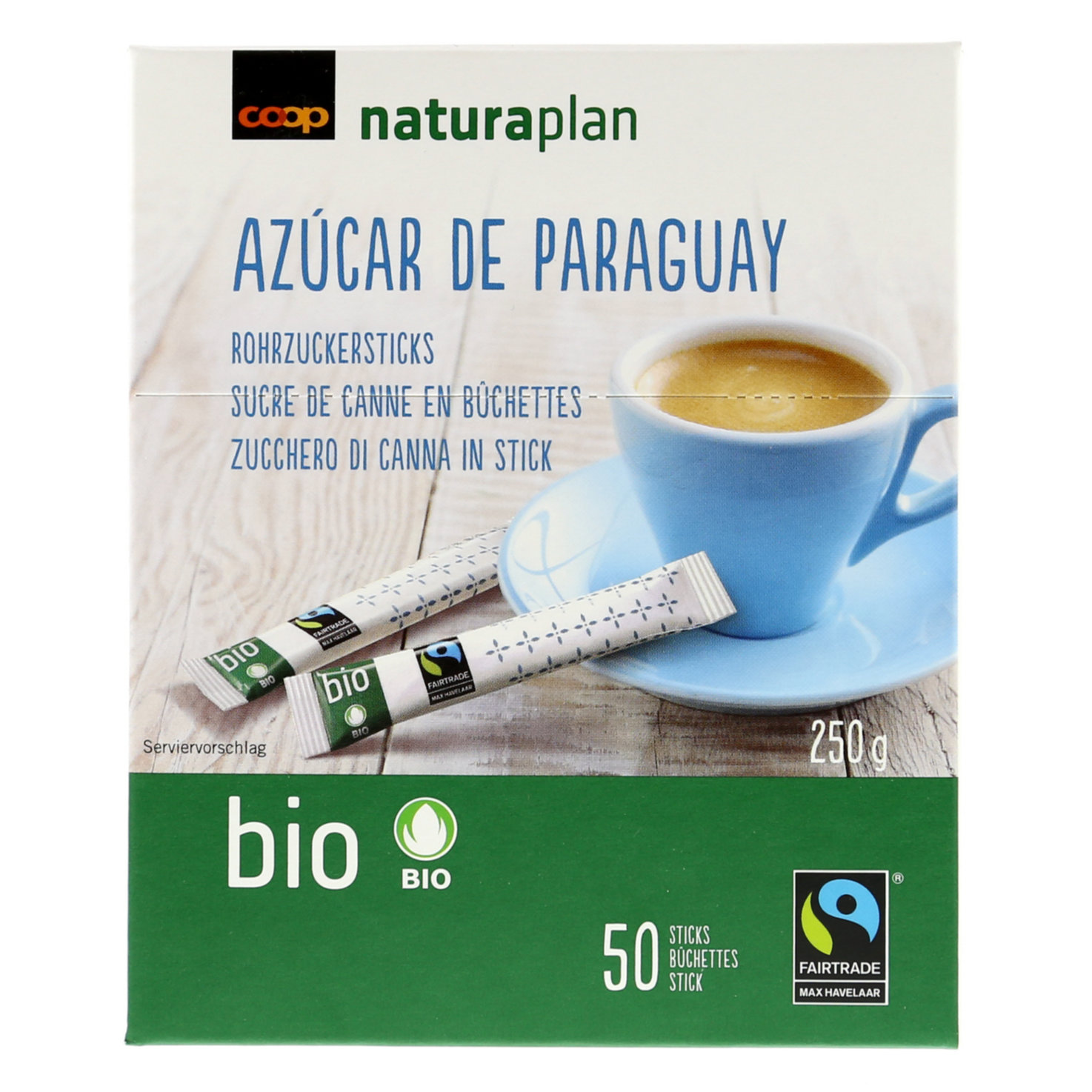 Naturaplan Bio Fairtrade Rohrohrzucker-Sticks 50 Stück