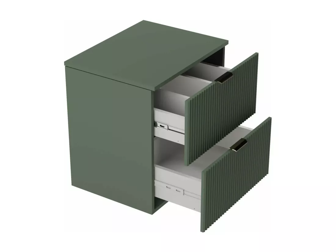 Meuble lavabo WENA, avec étagère, façades cannelées, Willy, 140x60x47 cm, Vert