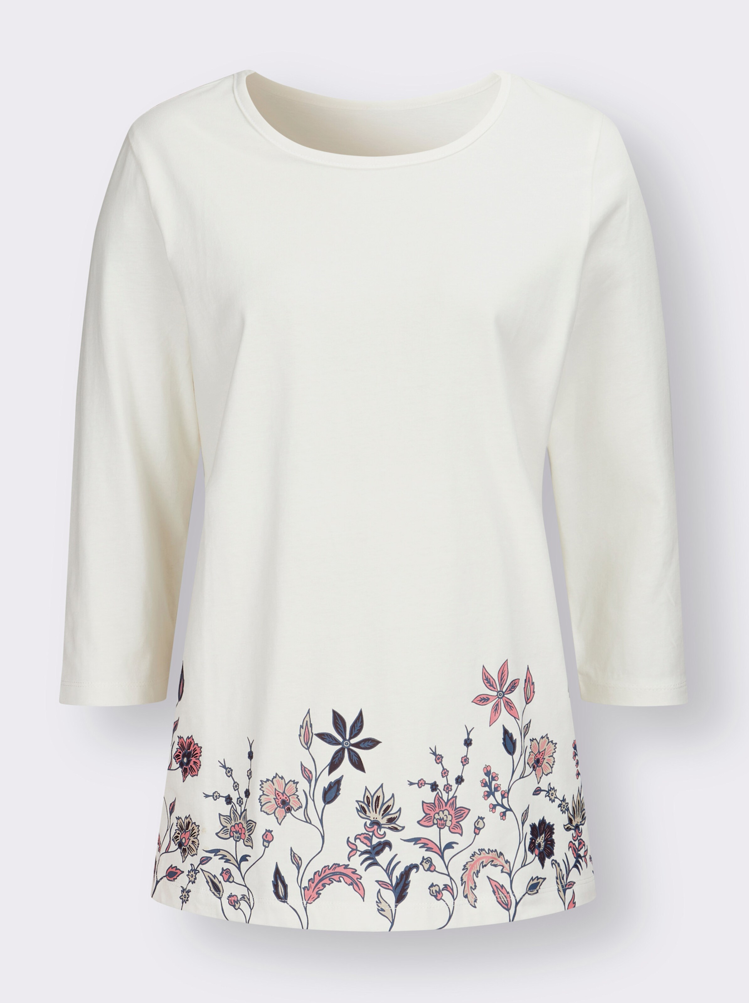34-Arm-Shirt mit Bordüren-Druck