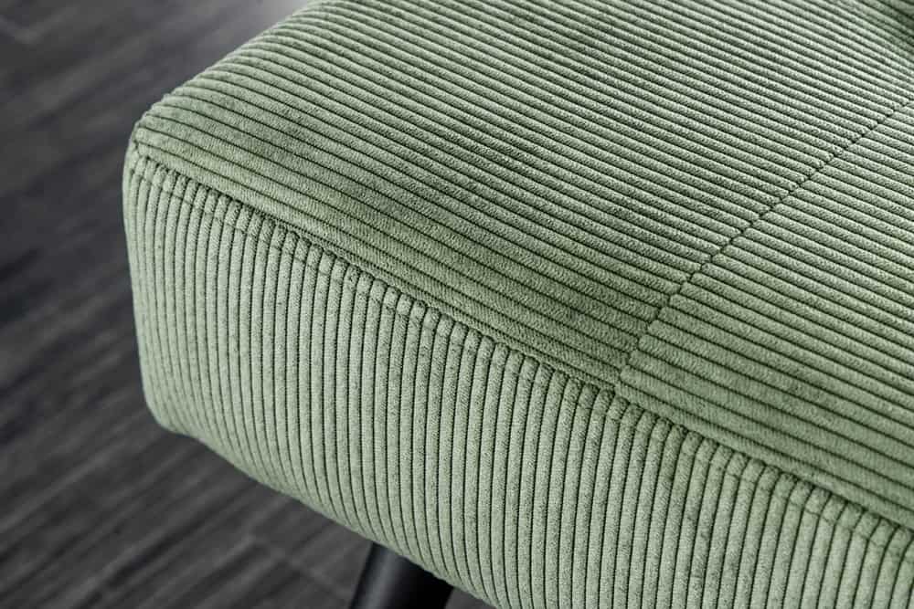 Design Sitzbank BOUTIQUE 100cm grün Cord schwarze Metallbeine