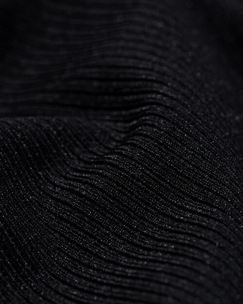 string taille haute microfibre côtelé pour femme noir