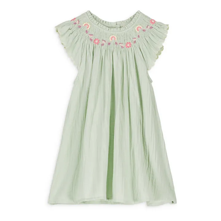 Louise Misha Robe Edith Brodée Bébé | Vert amande