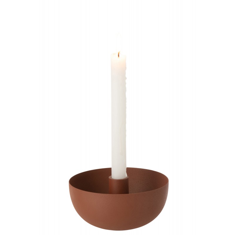 Photophore bol en métal terracotta 15x15x7cm