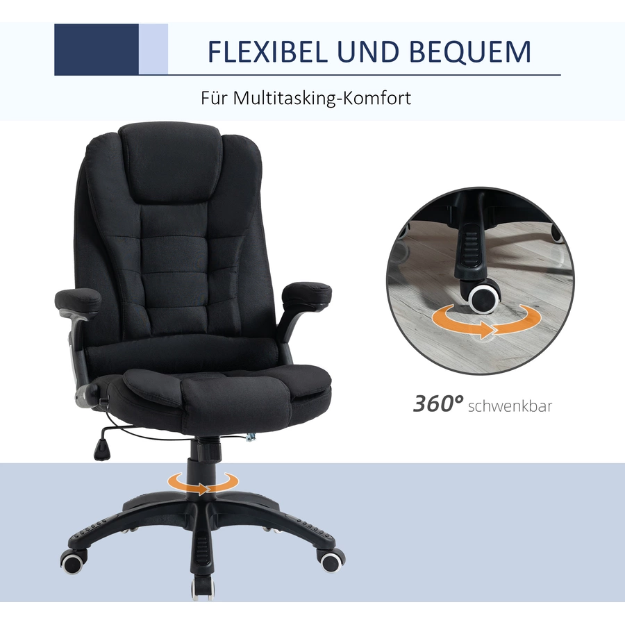 Vinsetto Bürostuhl ergonomisches design, Atmungsaktiv Schwarz