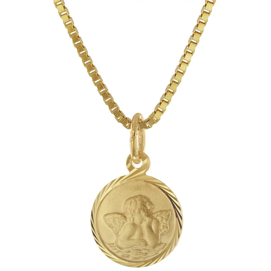 trendor Kinder-Anhänger Gold 333 Schutzengel mit vergoldeter Silberkette gold