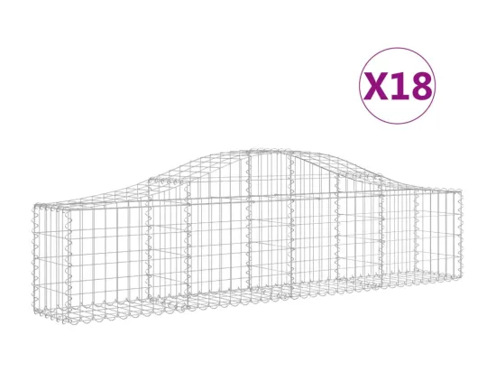 Paniers à gabions arqués 18 pcs 200x30x40-60 Fer galvanisé