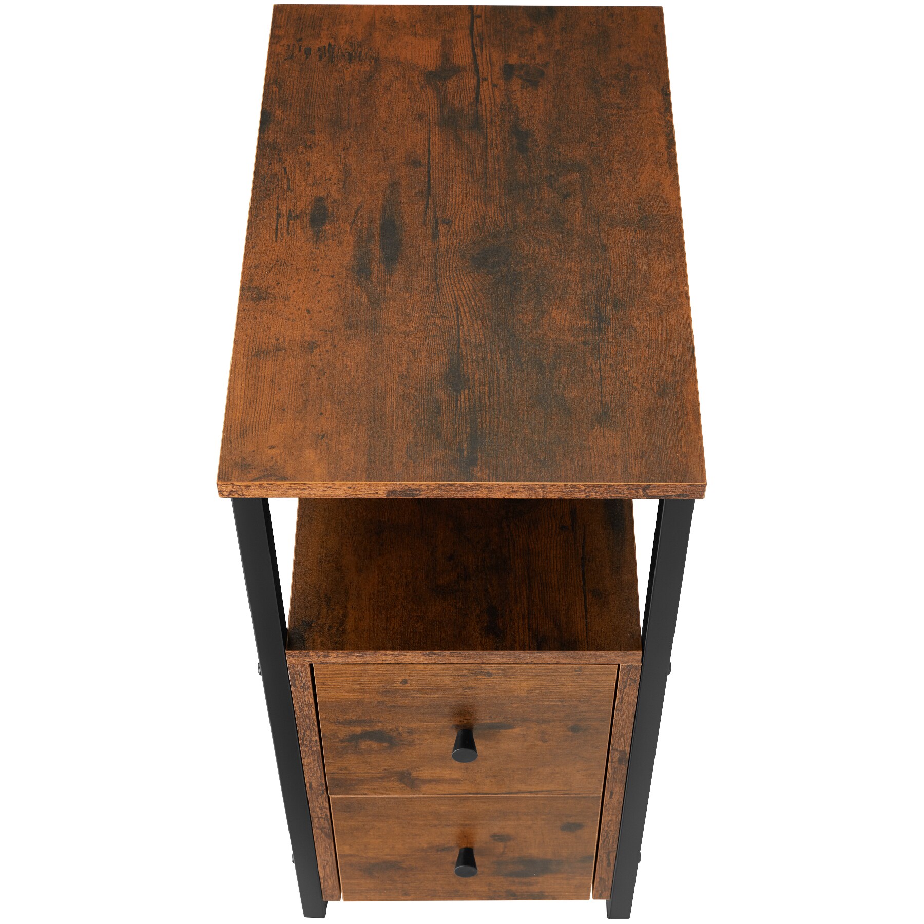 tectake® Nachttisch, Industrial Style, 2 Ablagen und 2 Schubladen, 30 x 49,5 x 61,5 cm