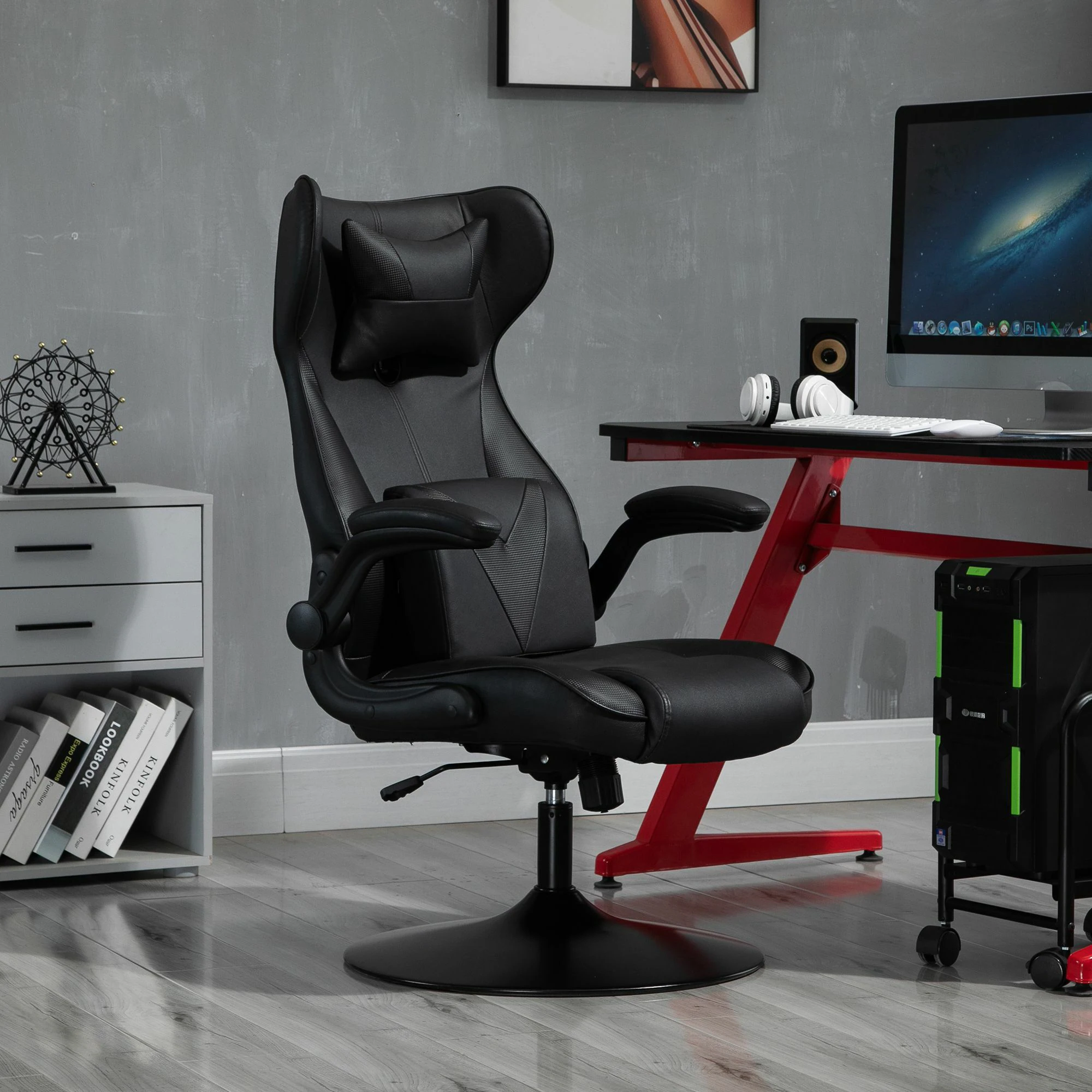 HOMCOM Gamingstuhl Racing-Design schwarz 67 x 75 x 106-112 cm (BxTxH)