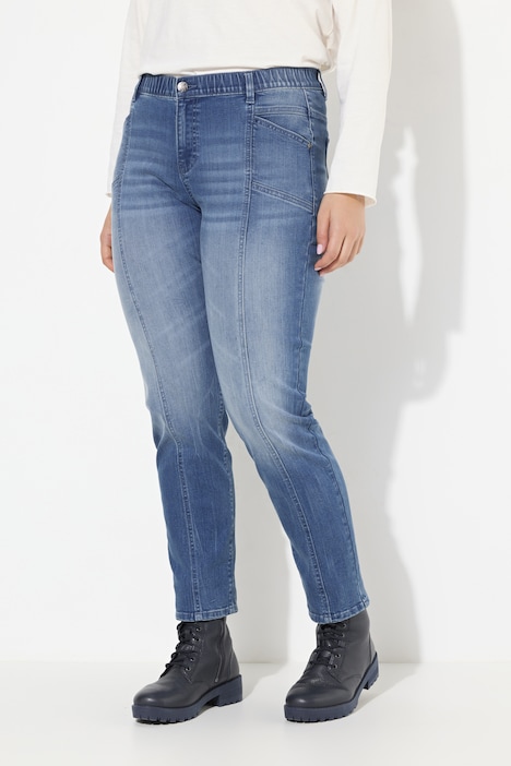 Boyfriend-Jeans, Ziernähte, weites Bein, 4-Pocket-Schnitt