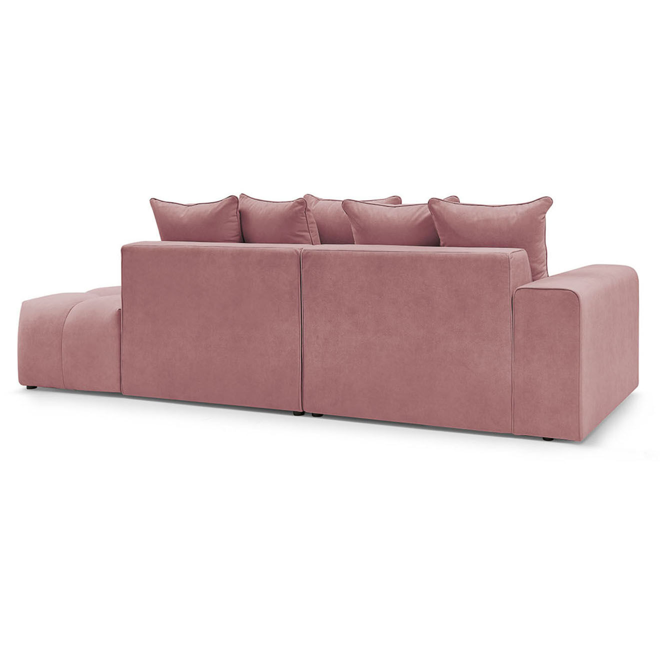 Bobochic Canapé d'angle fixe mont-blanc velours angle gauche rose - 313x176x97 cm