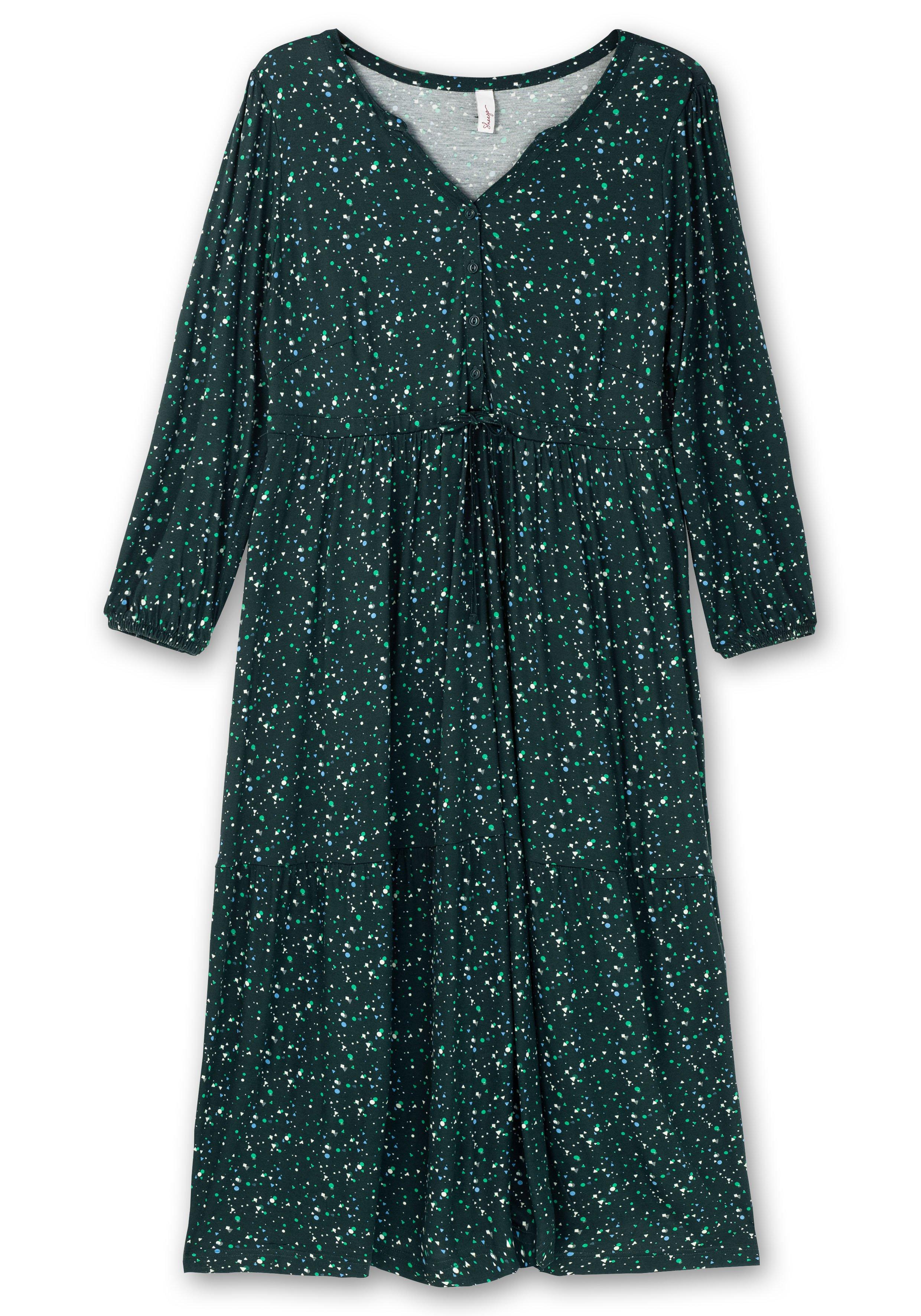 Jerseykleid mit Minimalprint und Taillen-Tunnelzug