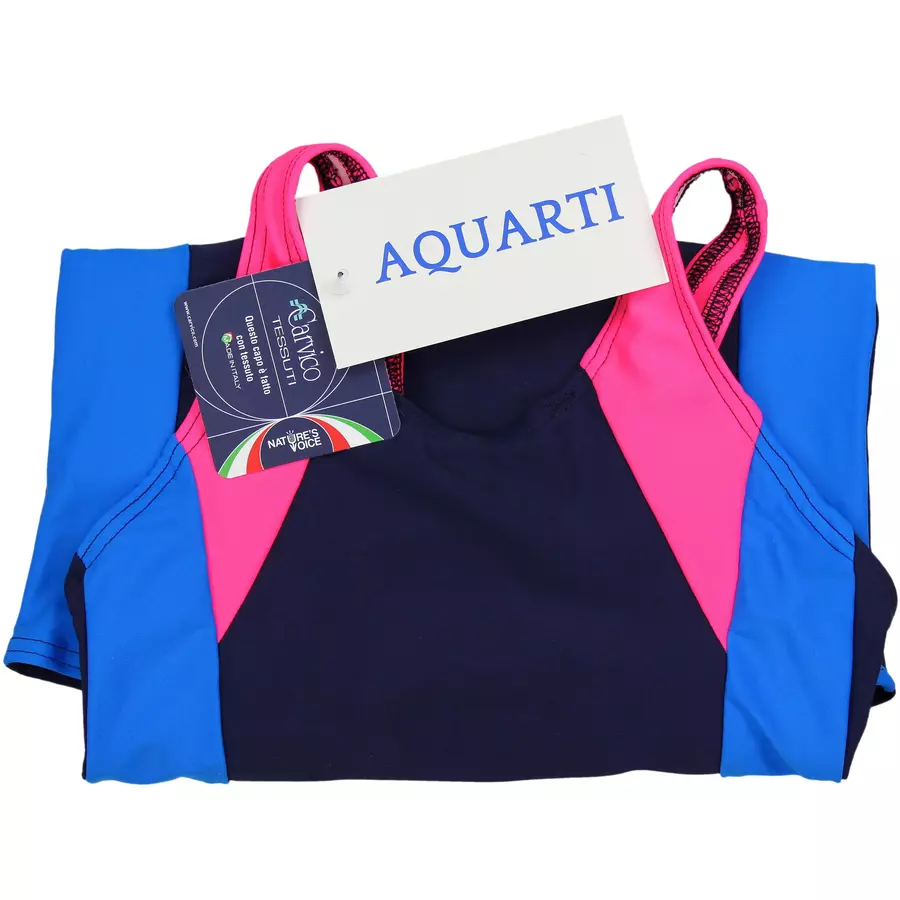 Aquarti Mädchen Badeanzug mit Bein Ringerrücken pinkblau