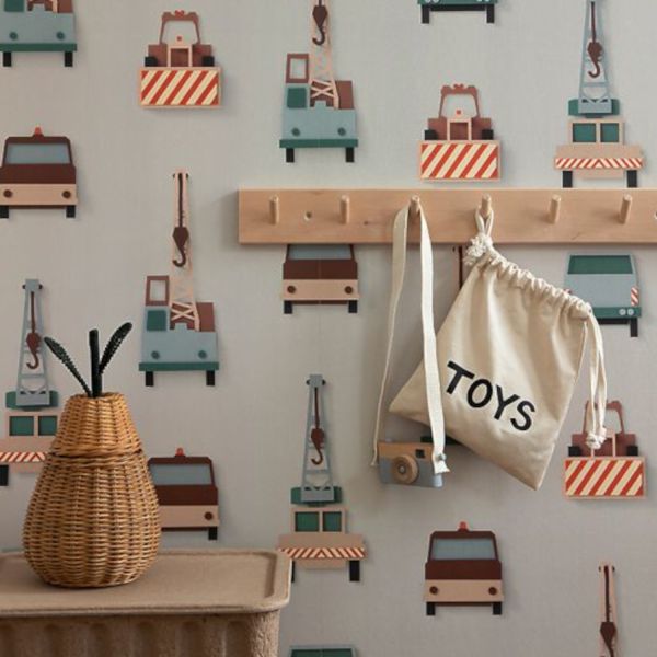 Studio Ditte Kraanwagen behang Licht Grijs