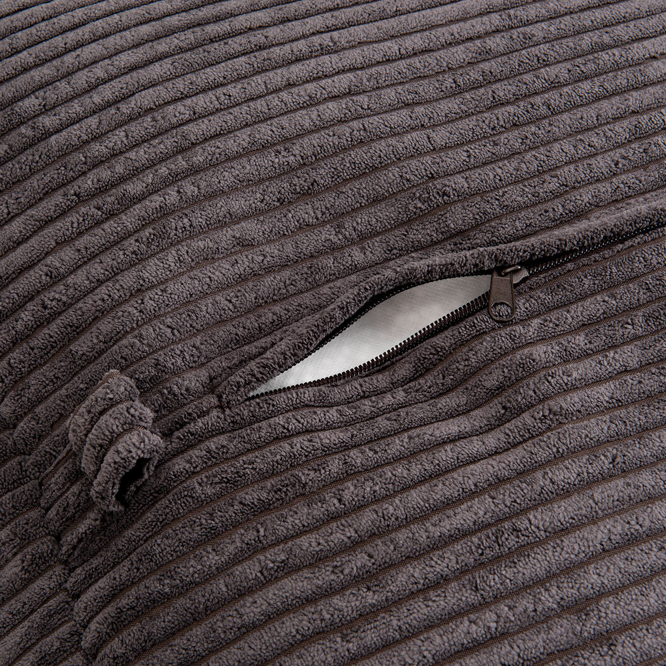 Macabane Pouf carré tissu velours cotelé agathe gris anthracite - 57x57x34 cm