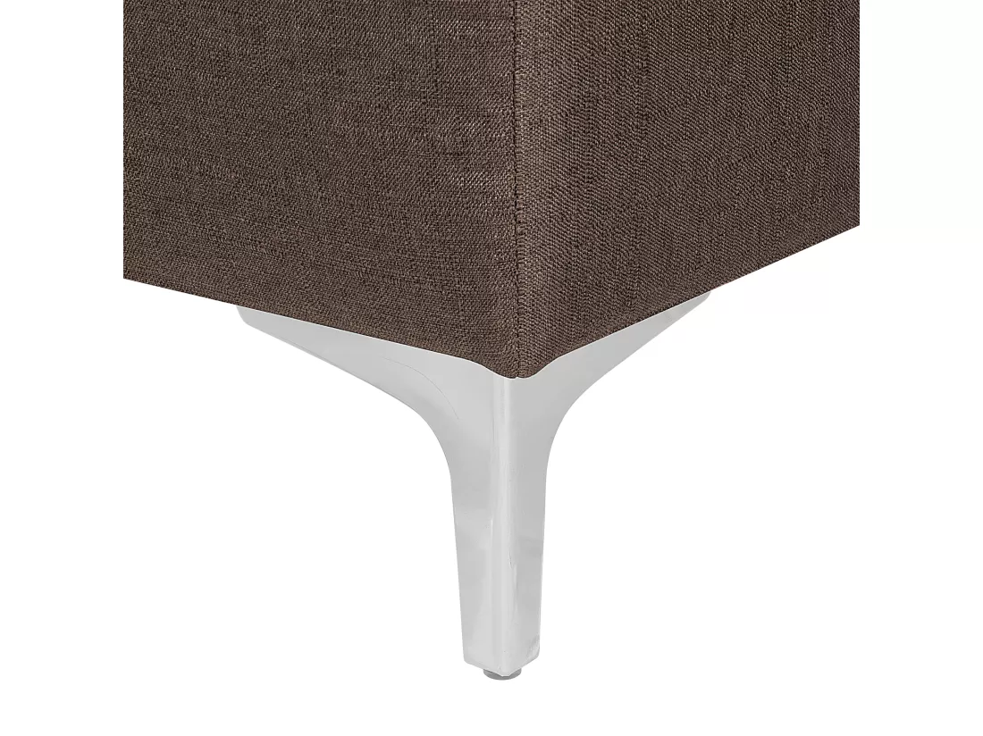 Canapé angle gauche convertible en tissu marron foncé 4 places avec pouf ABERDEEN