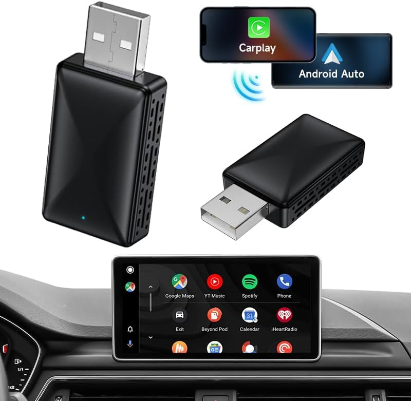 Kabelgebunden Android Auto / Apple Carplay KFZ USB-A  Adapter für Android / iOS Smartphones (Google Assistant / Siri) - Schwarz