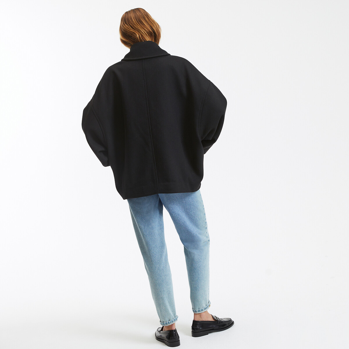 COLEÇÃO LA REDOUTE<br>Casaco curto oversized com fecho de botão