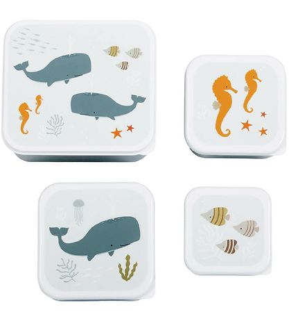 A Little Lovely Company Brotdosen-Set - 4 st.. - Ocean