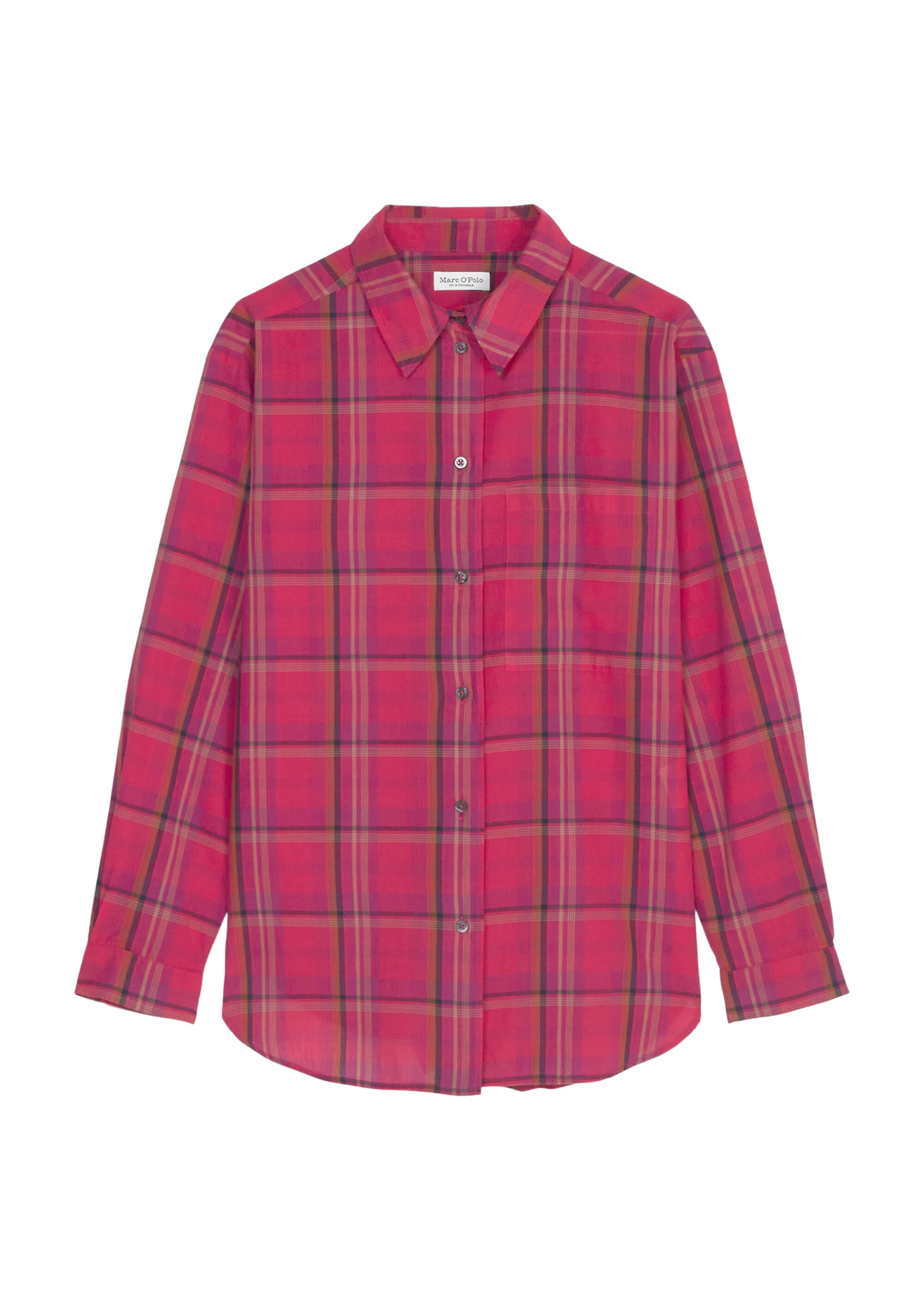 Karierte Boyfriend-Bluse relaxed aus Baumwoll-Voile
