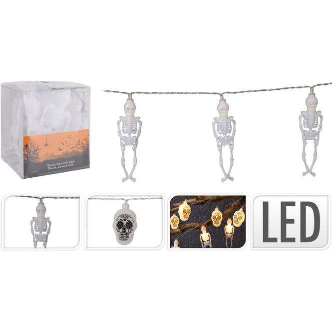 LED Lichterkette - Skelett oder Schädel - 1 Stück