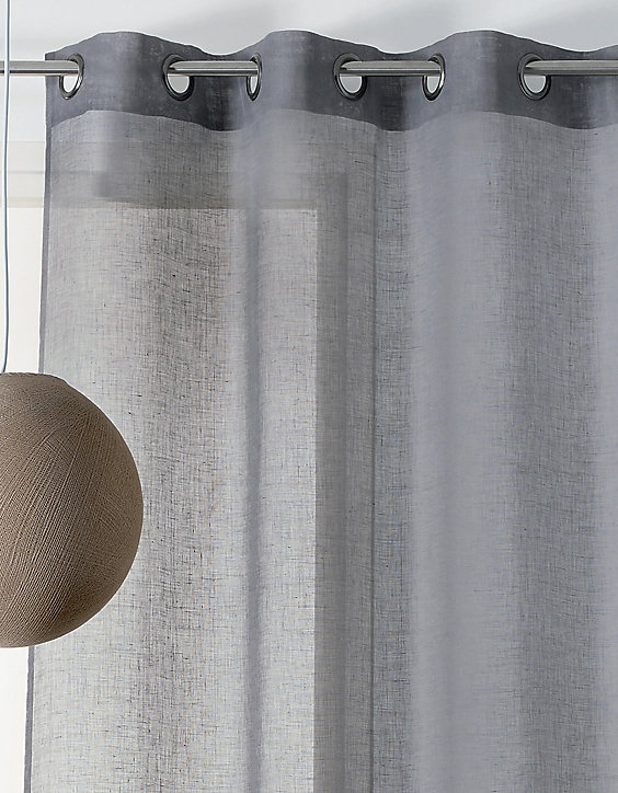 Voilage en lin Linder L.145 x H.260 cm marron taupe foncé
