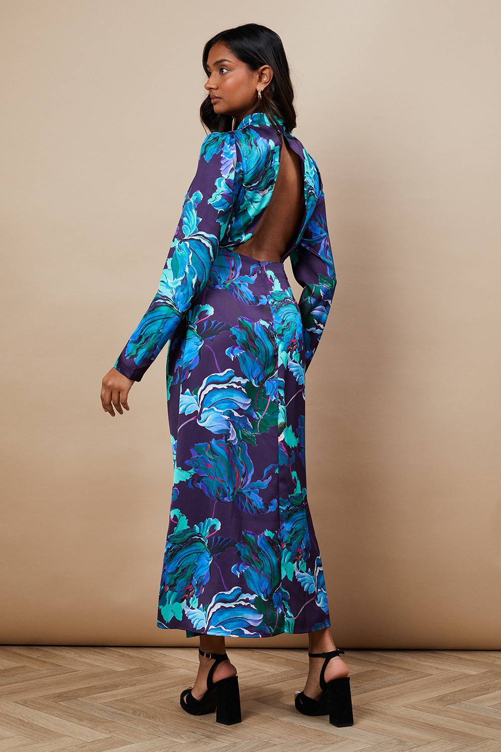 Oasis Robe Midaxi Florale à Dos Ouvert pour Occasions Spéciales