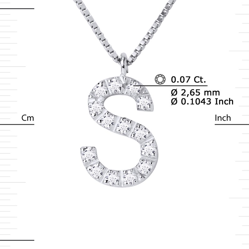 Collier ALPHABET Diamants 0,07 Cts  LETTRE 