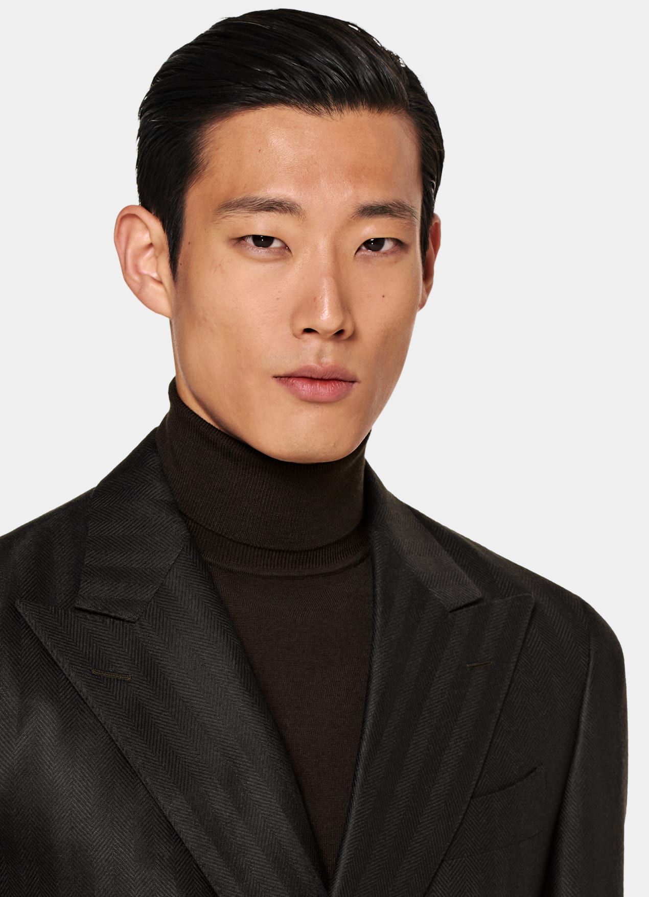 Blazer Havana coupe Tailored marron foncé à chevrons