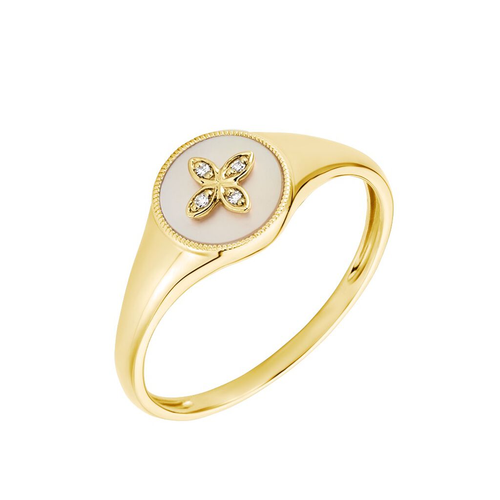 Bague Talisman Or Jaune Nacre Diamant