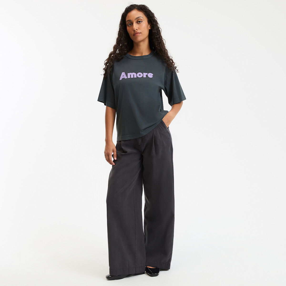 COLEÇÃO LA REDOUTE<br>Camiseta com estampa, gola redonda e mangas curtas