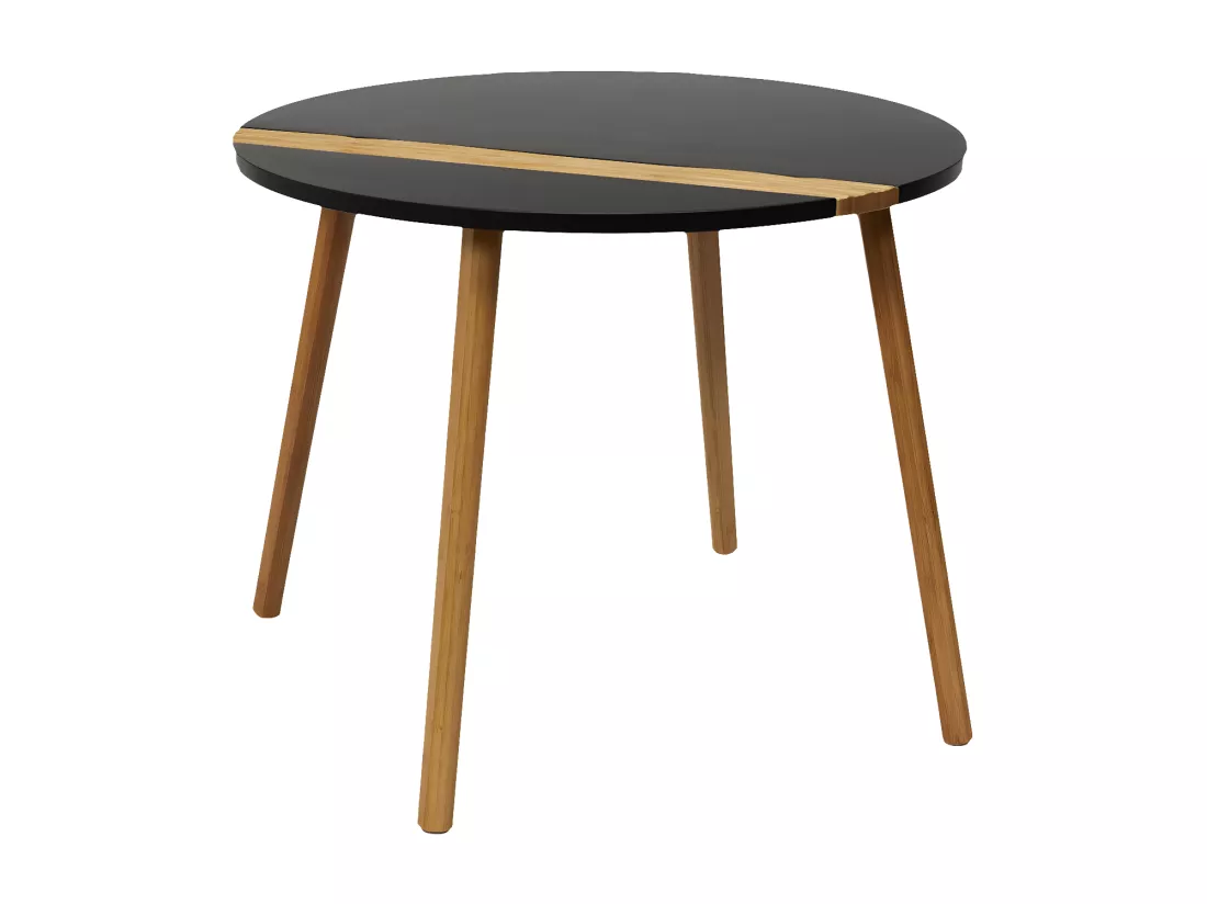 TRAZEN - Lot de 2 Tables Gigognes Noires et Relief Bambou