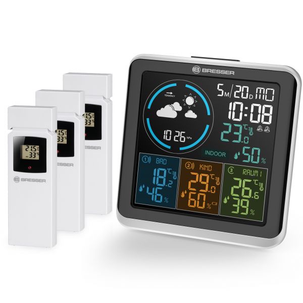 Bresser Termohigrómetro Multifuncional com 4 Resultados de Medição de Temperatura Black