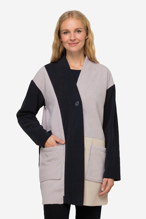 Jacke, Fleece, Colorblocking, Kelchkragen, Langarm, OEKO-TEX