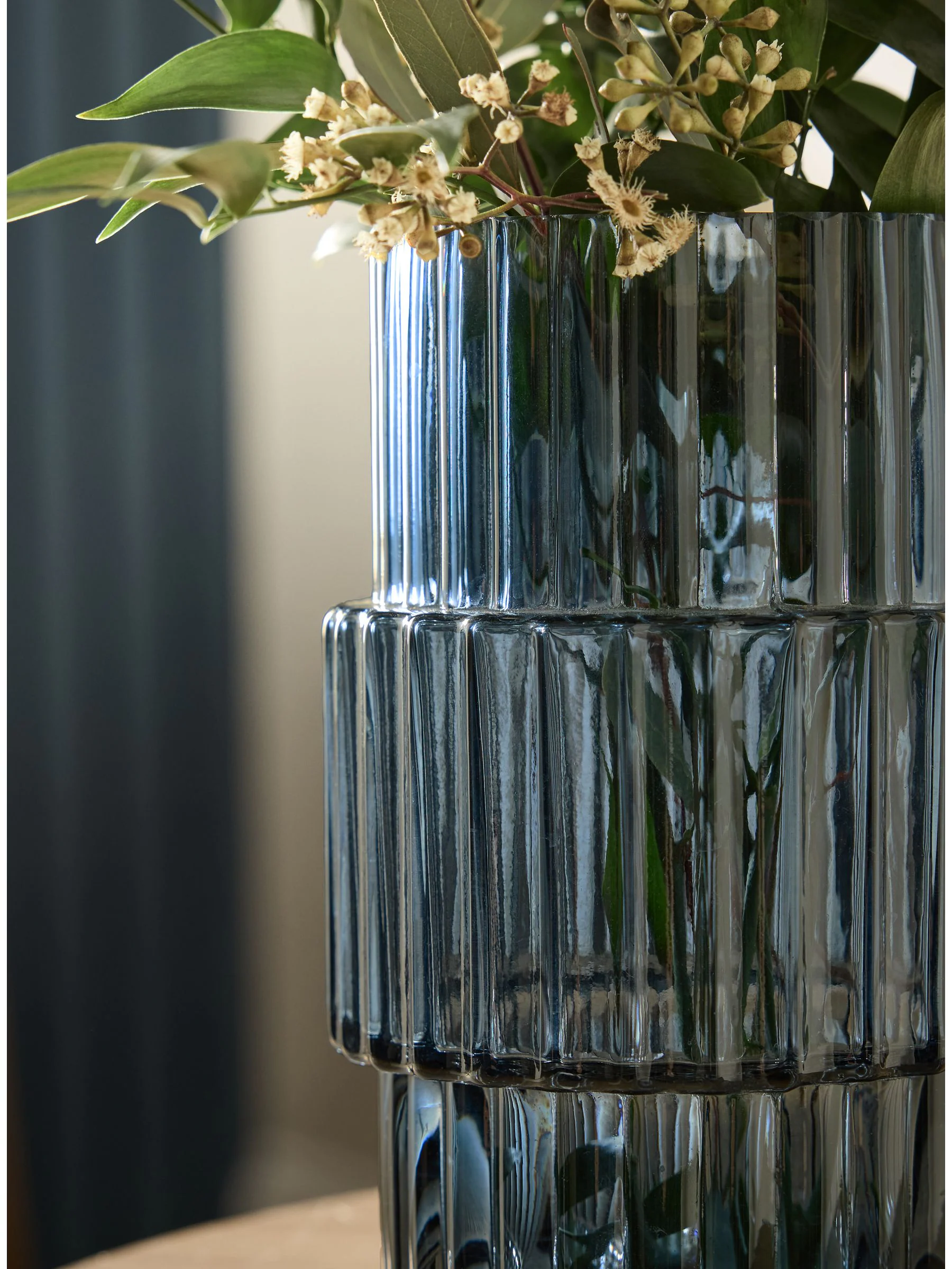 Small Ribbed Glass Vase