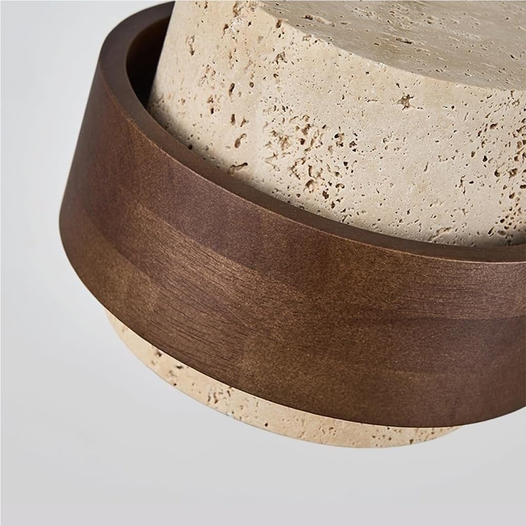 Natürliche Steinhängelampe Zylindrische Travertin Pendelleuchte Im Wabi Sabi Nordic Stil Mit Holz Für Kücheninsel Adjustable Home Decoration Flur Schlafzimmer Esszimmer Deckenbeleuchtung(C)