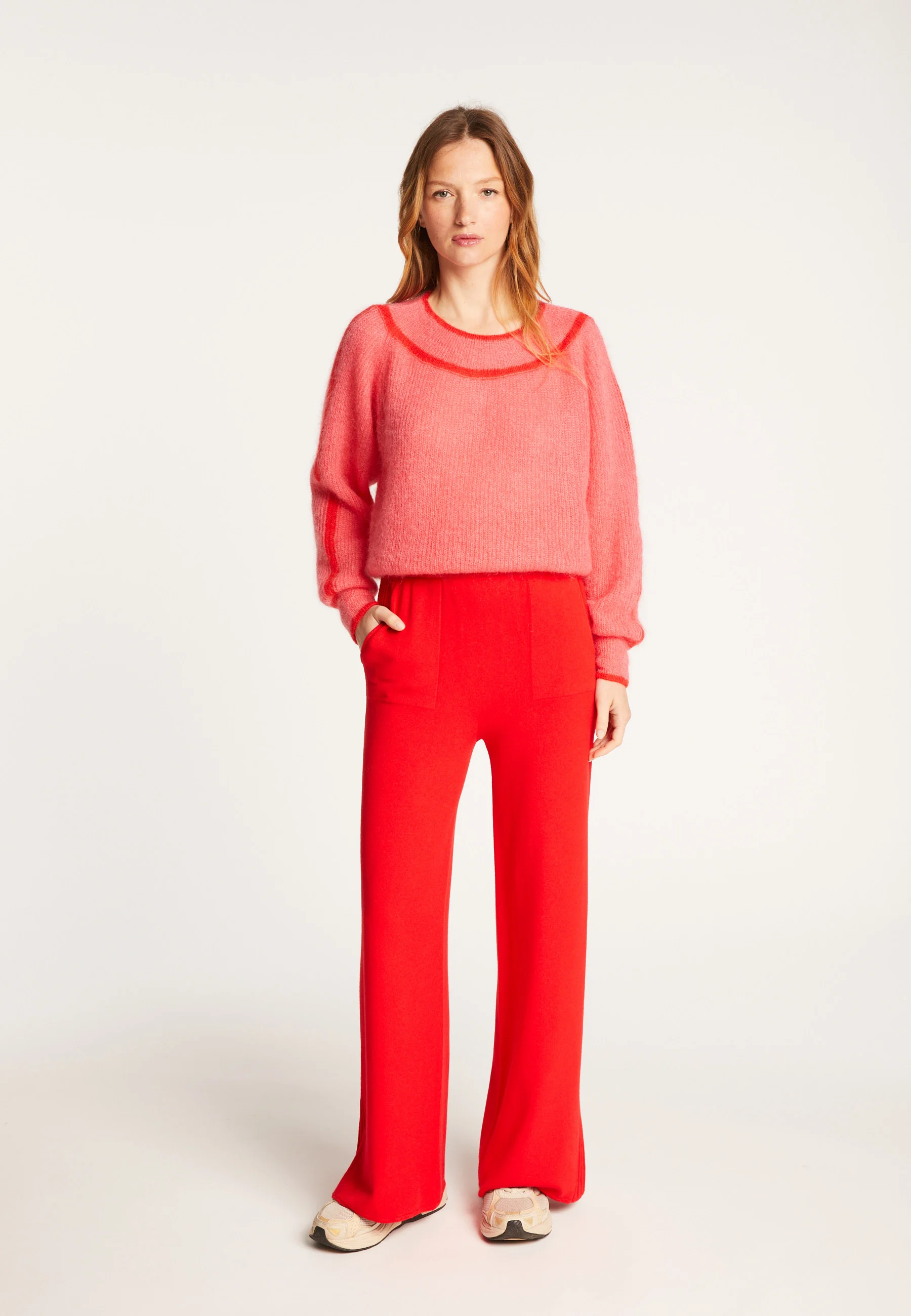 REBECCAAH24 - Pantalon en laine mélangée | Rouge